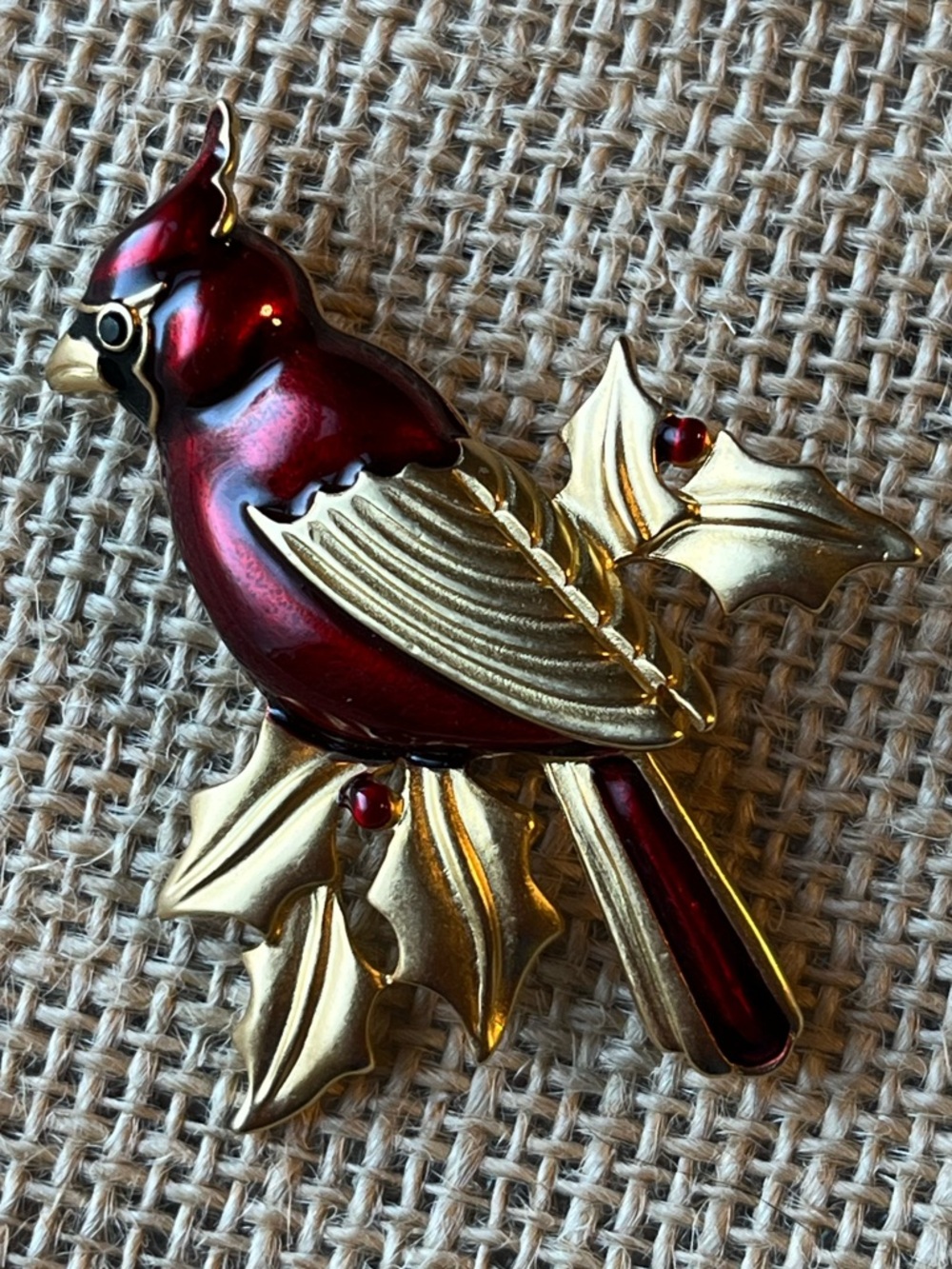 Vintage Cardinal Gold Brooch